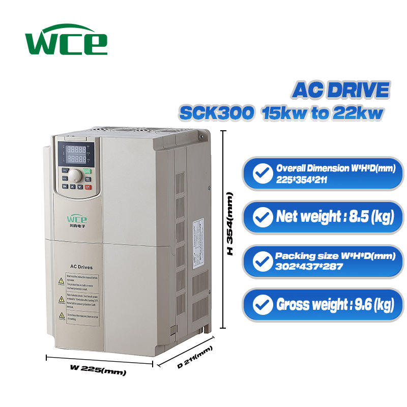 Industrial Grade VFD Inverter 15KW 18.5KW 22KW AC Motor Drive Frequency Converter 3 Phase 220V 380V-440V.