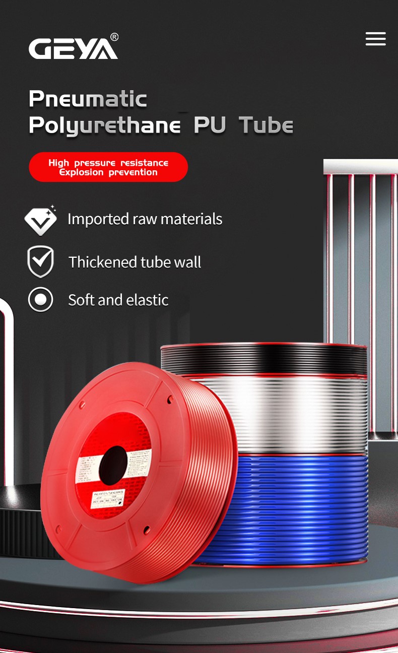 GEYA Pneumatic Parts Nylon Material Air Flexible Polyurethane PU Tube Fittings Pneumatic Color Pipe