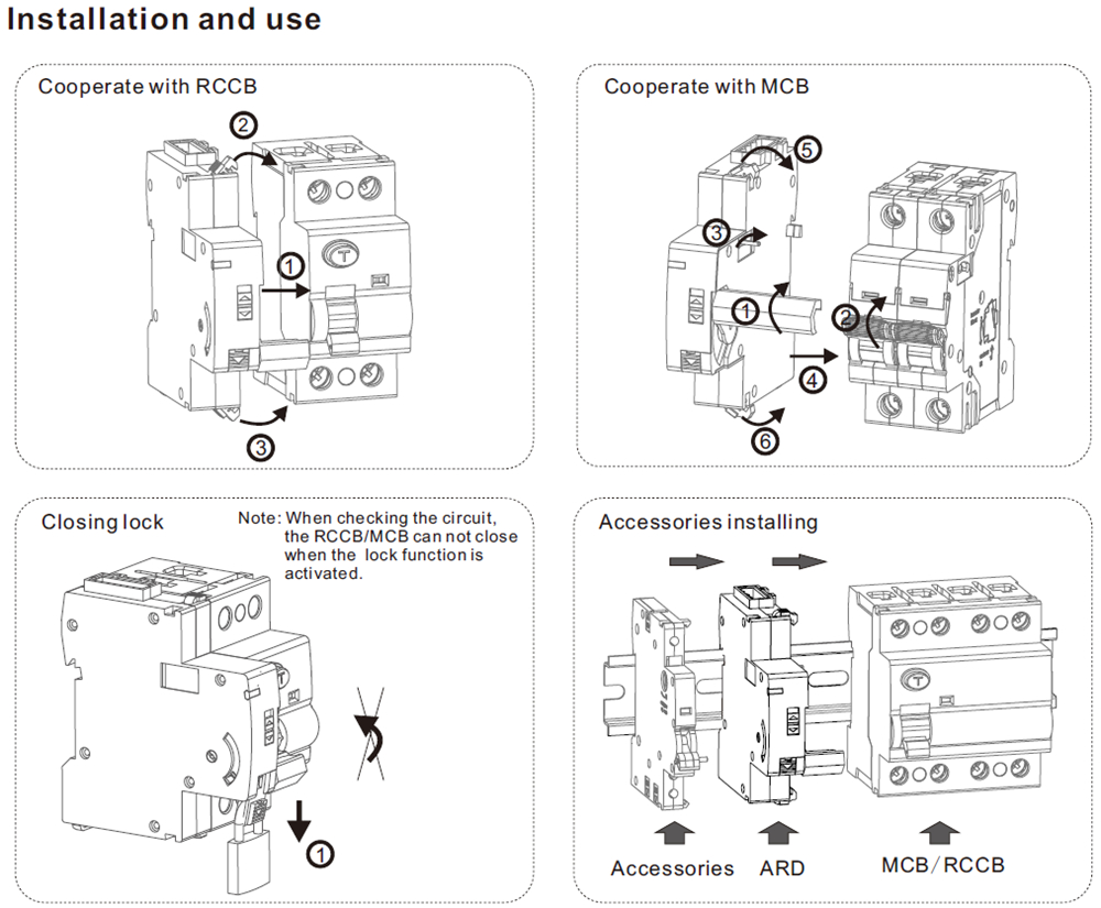 GEYA DIN Rail Mounting GRD9L-C/D/R+GYM9 3P Auto Reclosing Circuit Breaker Auto Reset Circuit Breaker 3P MCB Recloser