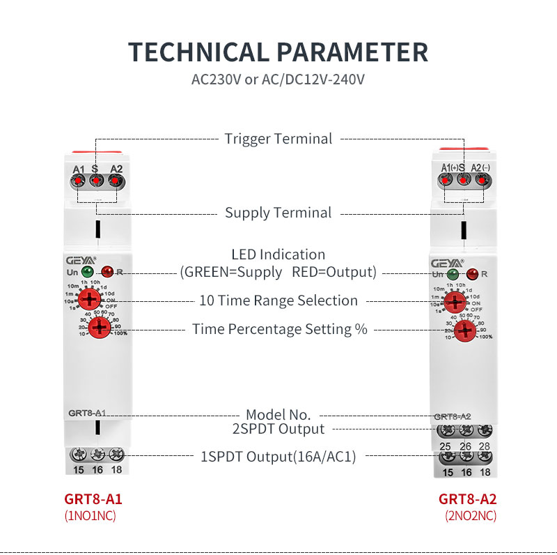 GEYA GRT8-At A230 AC 230V Low Price Single Function Time Relay