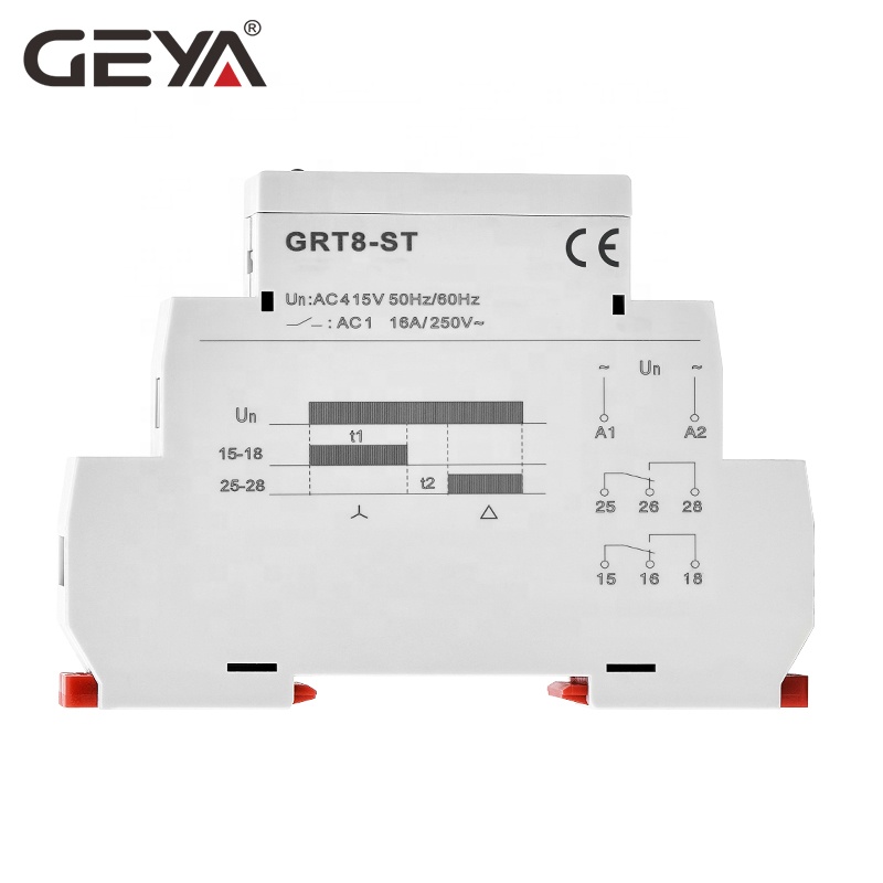 GEYA GRT8-ST DPDT Water Pump Star Delta Timer Relay Motor Soft Starter AC DC Delay on Star Delta Miniature PROTECTIVE Sealed 16A