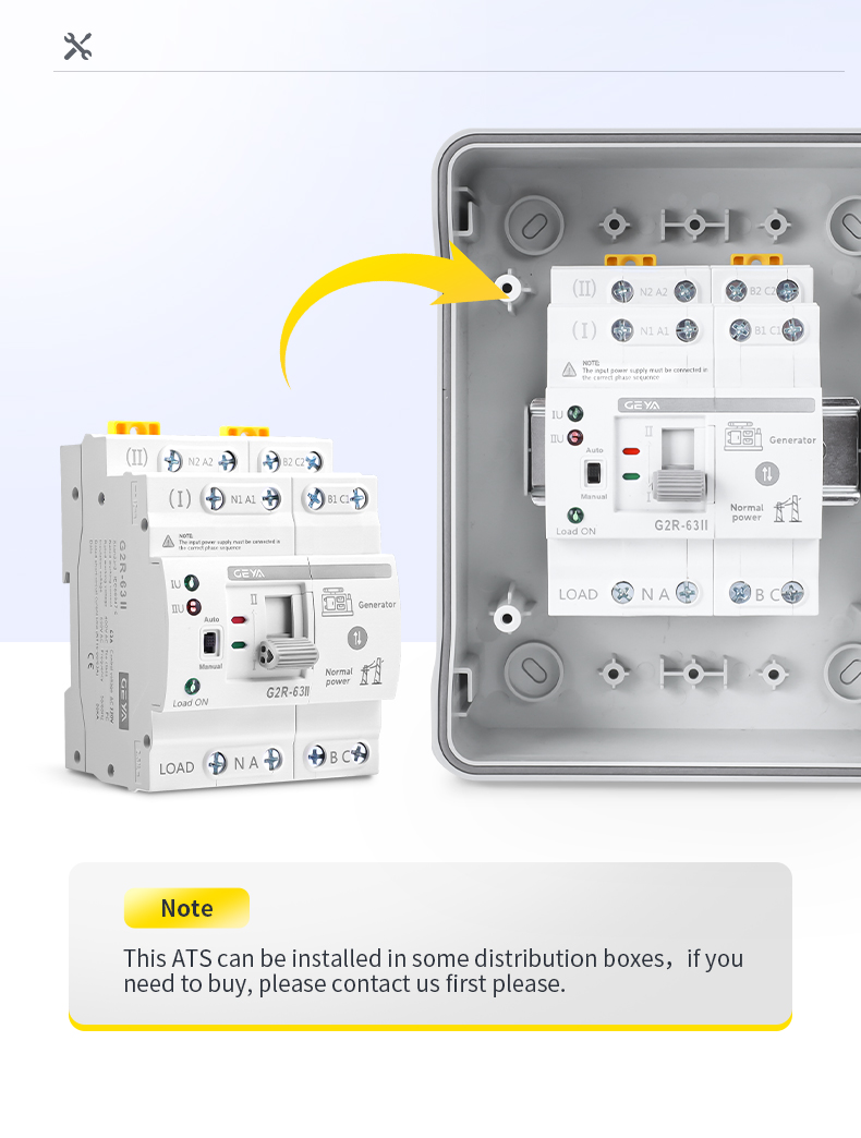 GEYA G2R 60amp Ats Ats Switch Automatic Transfer Ulats Switch Automatic Transfer SwitchingATS Switches 25a-250a for Distribution