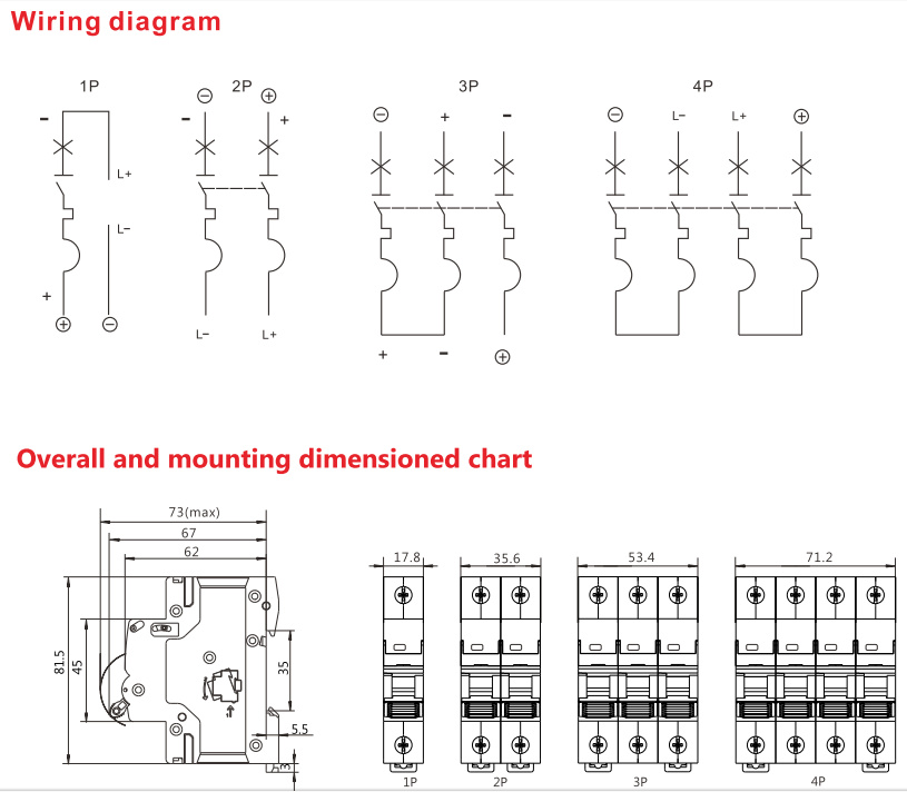 GEYA NEW GYM9 DC MCB 63A 250V 6kA Single Phase Miniature Circuit Breaker MCB for Solar PV System Breaker Circuit