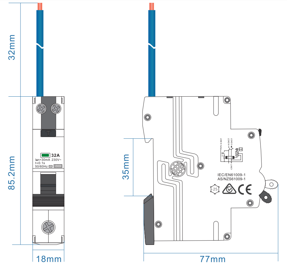 GEYA GYR10N-40 1P+N Single Module RCBO Circuit Breaker Residual Current Circuit Breaker With Over Current Protection RCBO