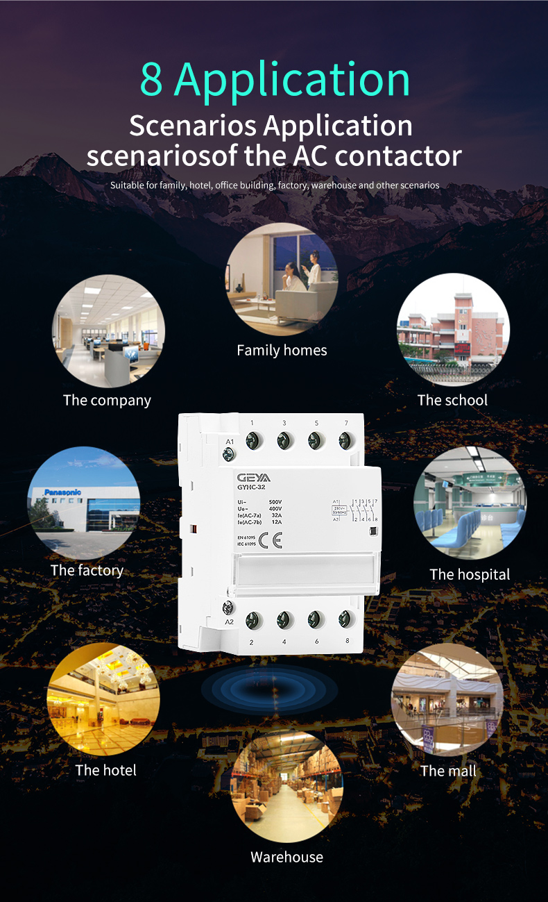 GEYA Automatic Household AC Contactor Modular Din Rail Mounted 63A 4P 2NO2NC 220V