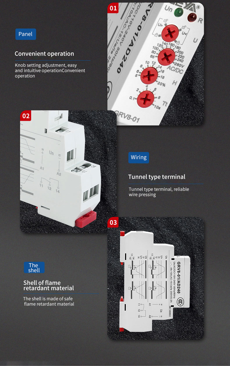 GEYA GRV8-02 AC220 Single-phase Voltage Adjustable Voltage protection Phase Failure 240v Relay Dc Voltage Monitoring Relay