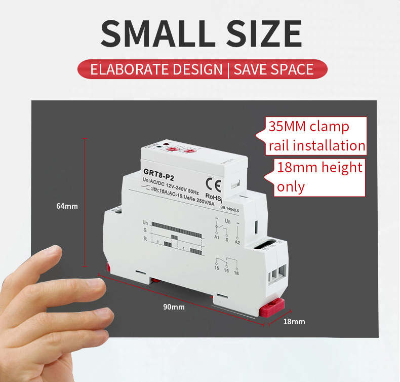 GEYA GRT8-P2--AC/DC12V~240V ultra Wide Operating Voltage Timer Relay Multifunction Range Din Rail Time Relay