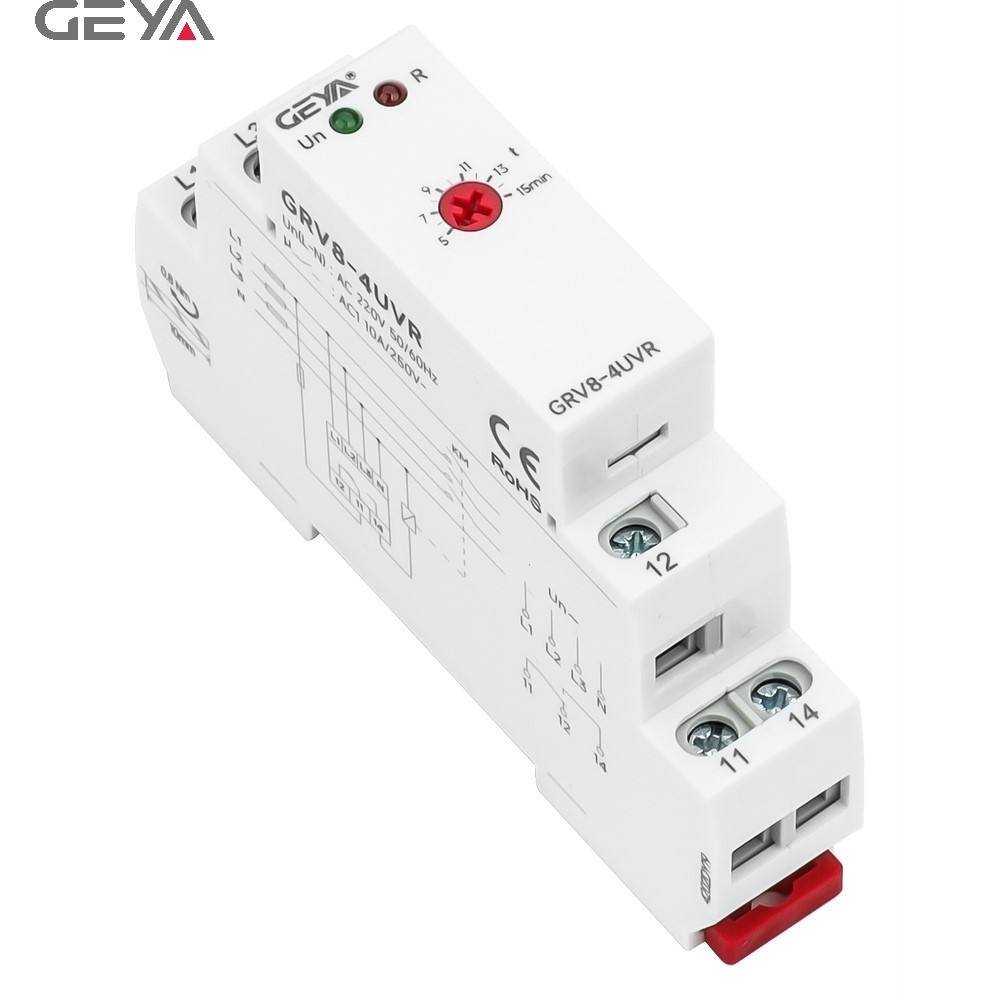 GEYA GRV8-4UVR AC220V AC230V AC240V Under Voltage Relay 3 Phase Oem Undervoltage Protect Monitor Voltage Protection Relay