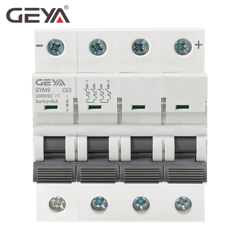GEYA Solar PV System MCB GYM9 DC 6KA 4P 250V 500V 750V 1000V Mini Circuit Breaker