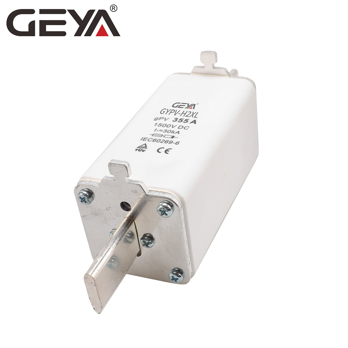 GEYA GYPV-H2XL 355A Low Voltage Electronic 1500V 80-400A Thermal square Fuse Link Ceramic DC Holder for Distribution Box PV