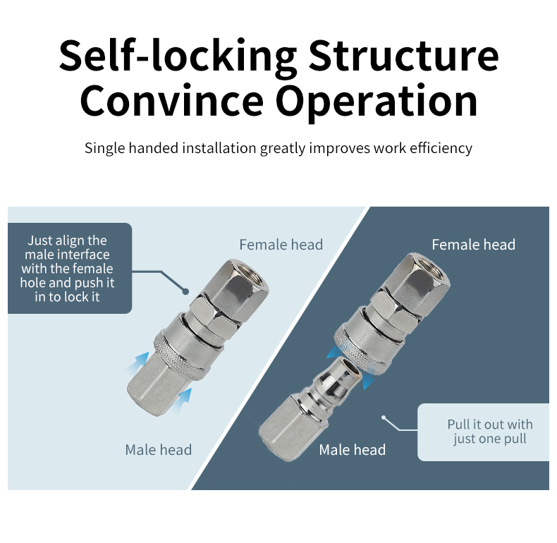 GEYA C-Type Self-locking Pneumatic Quick Connector Air Coupler Quick-Connect Stainless Steel 304 SH PH SM PM SF PF