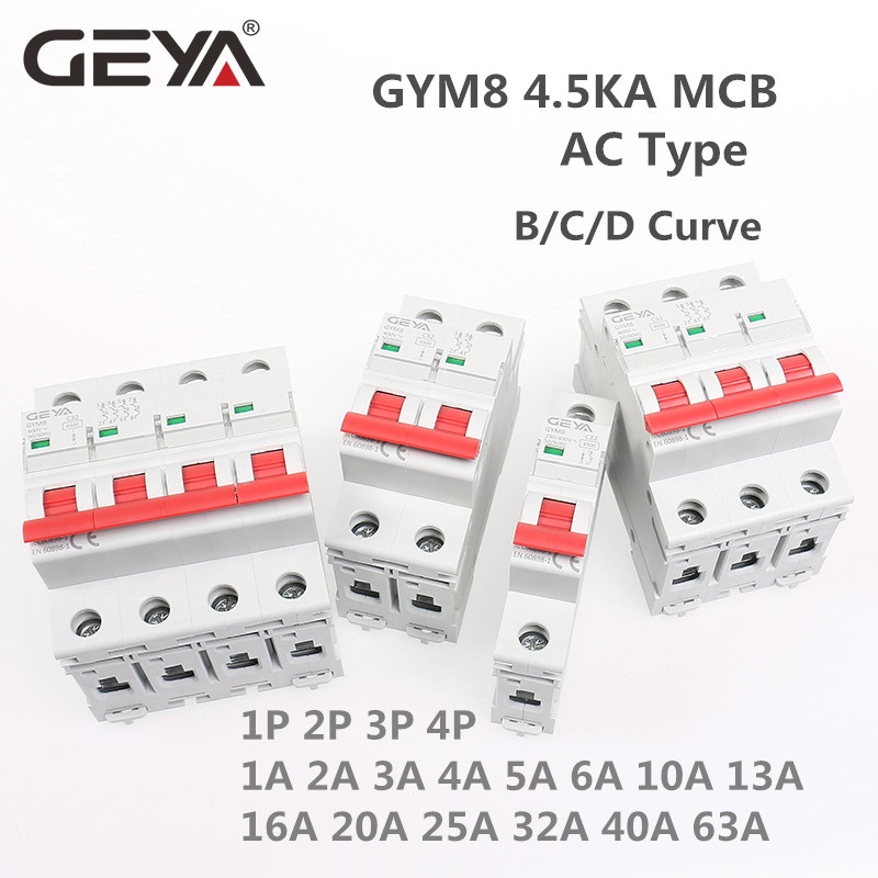 GEYA GYM8-63 China Wholesale 12 Years Professional Manufacturer 3 Phase Circuit Breaker AC DC MCB B C D Curve