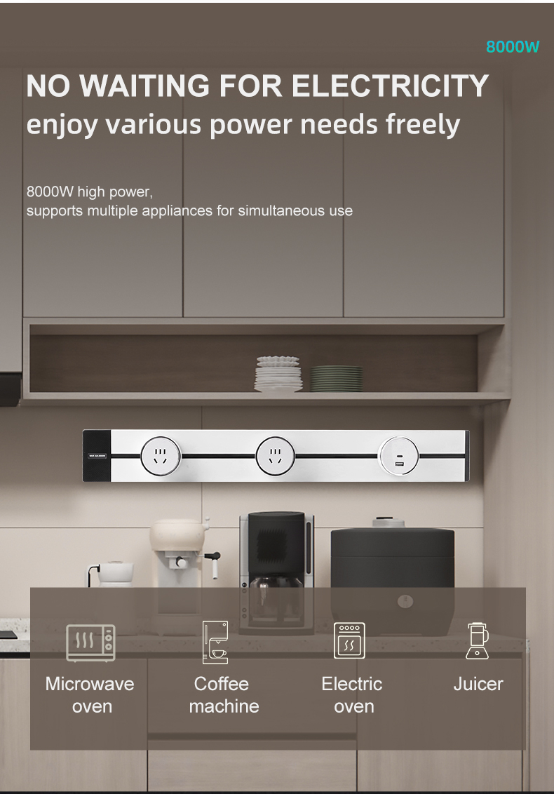 GEYA Desktop Power Track System Socket Flexible Outlet Track Socket Mobile Rail Socket Guide Rail