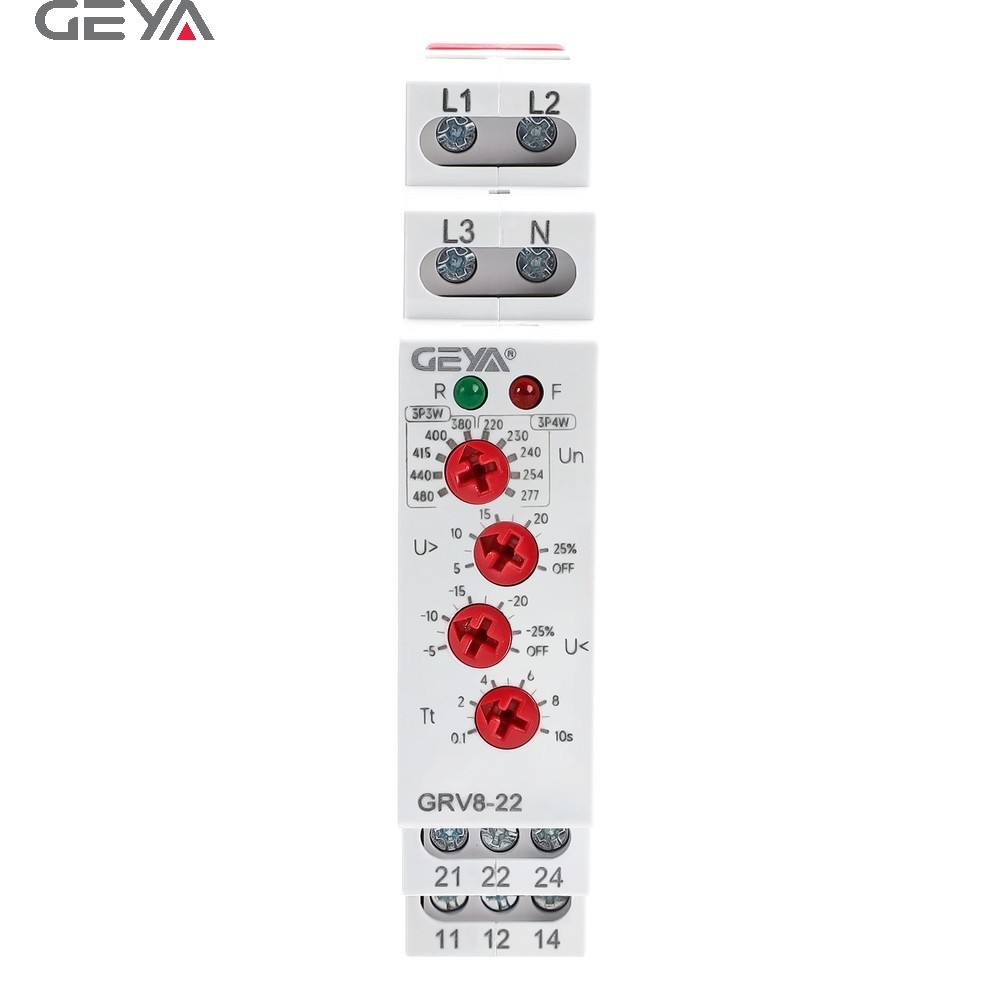 GEYA GRV8-22 Voltage Frequency protection Relay 3 Phase Over Voltage and Under Voltage protection Din Rail Mounting Type Relay