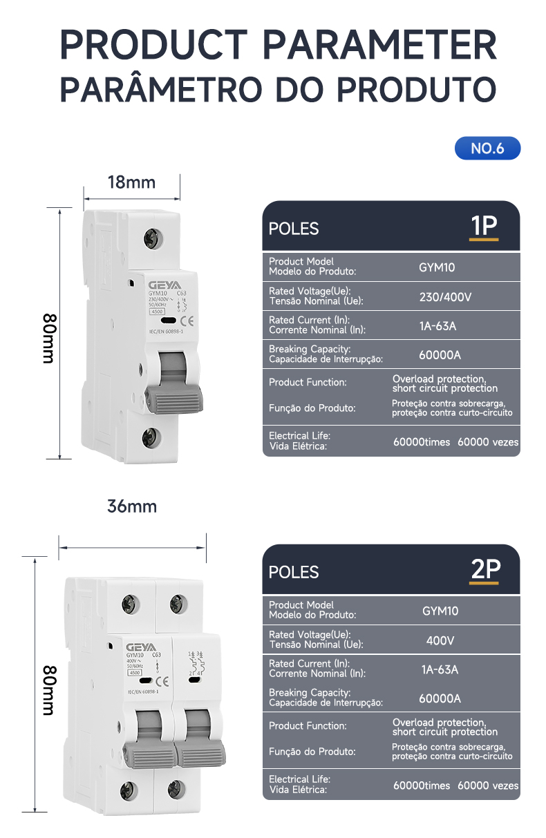 GEYA 1p-4p Miniature Circuit Breaker International Sales Electrical Symbol Circuit Breaker With Preferential Price 1-80A MCB