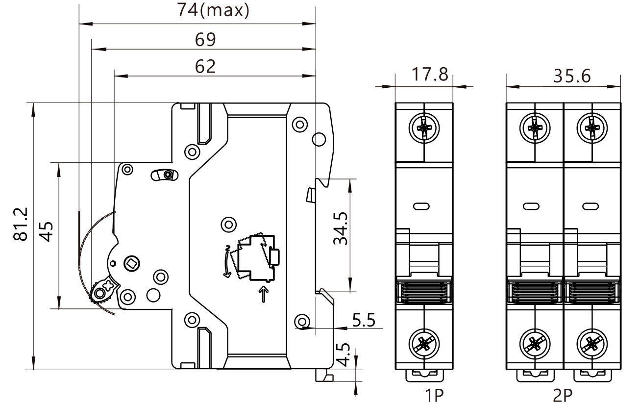 GEYA Dc Mcb Circuit Breaker 1P 2P 3P 4P Mini Miniature 16a 25amp 63a for Solar PV System 4.5ka DC1000V DC500V DC750V