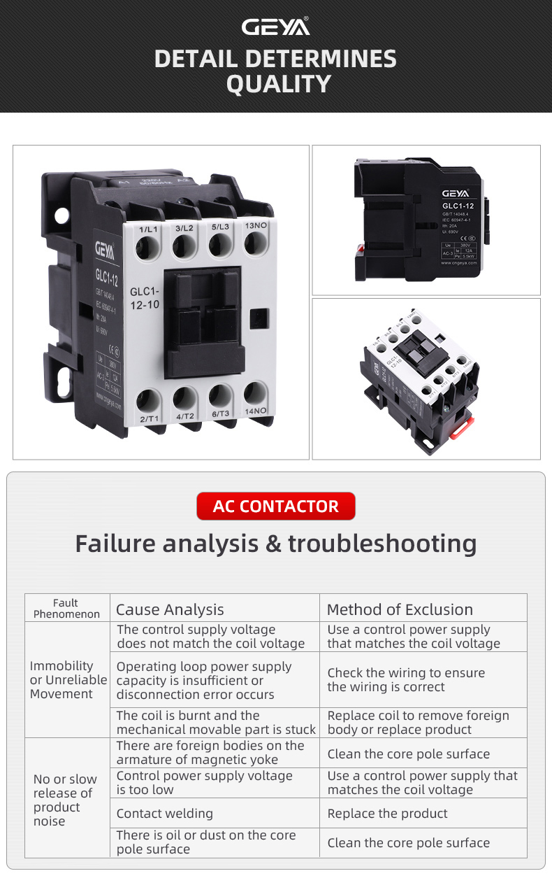 GEYA Factory Price CE CB Approval Low Voltage 65A Contactor ISO9001 Mechanical Interlock Contactor OEM Vietnam Ac4 Dmc Contactor