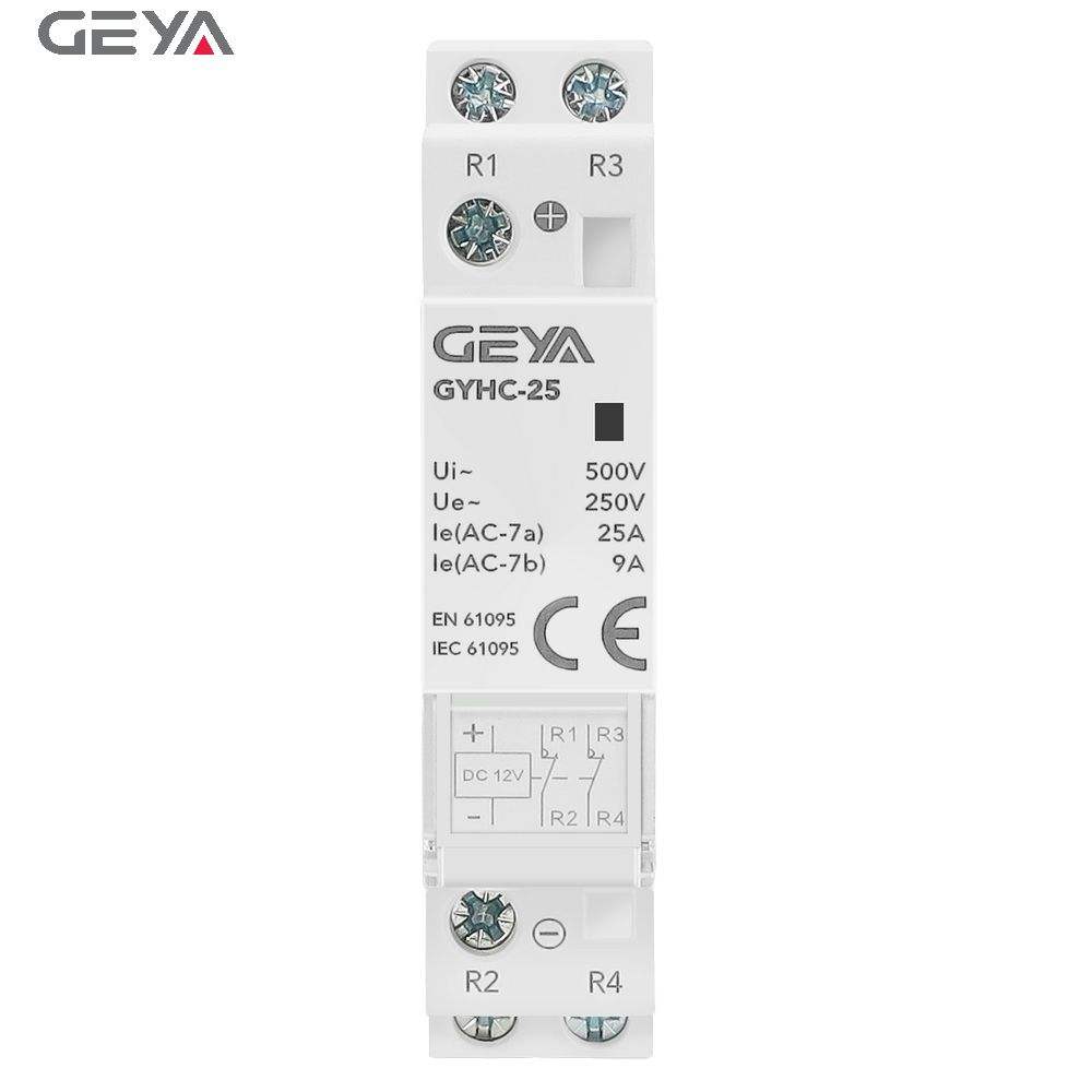 GEYA Din Rail Type Modular Contactor AC Contactor Household 2P 2NC 25A 220V 50/60HZ