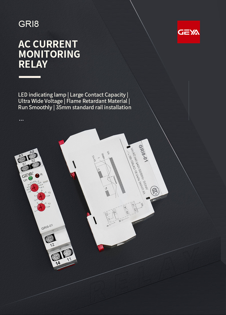 GEYA GRI8-02 0.5A 0.05 0.5A Low Stock  Current Monitoring Relay
