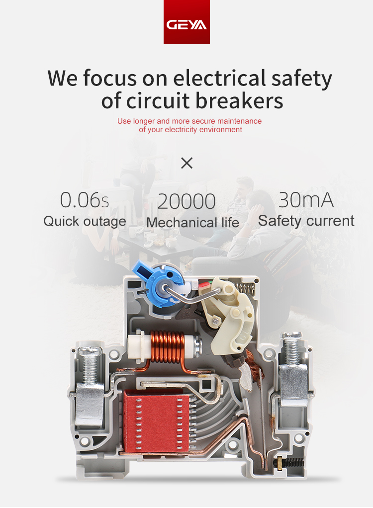GEYA 1P+N 32A 4.5KA 6KA RCBO Residual Current Circuit Breaker With Over-current Protection MCB RCCB RCBO