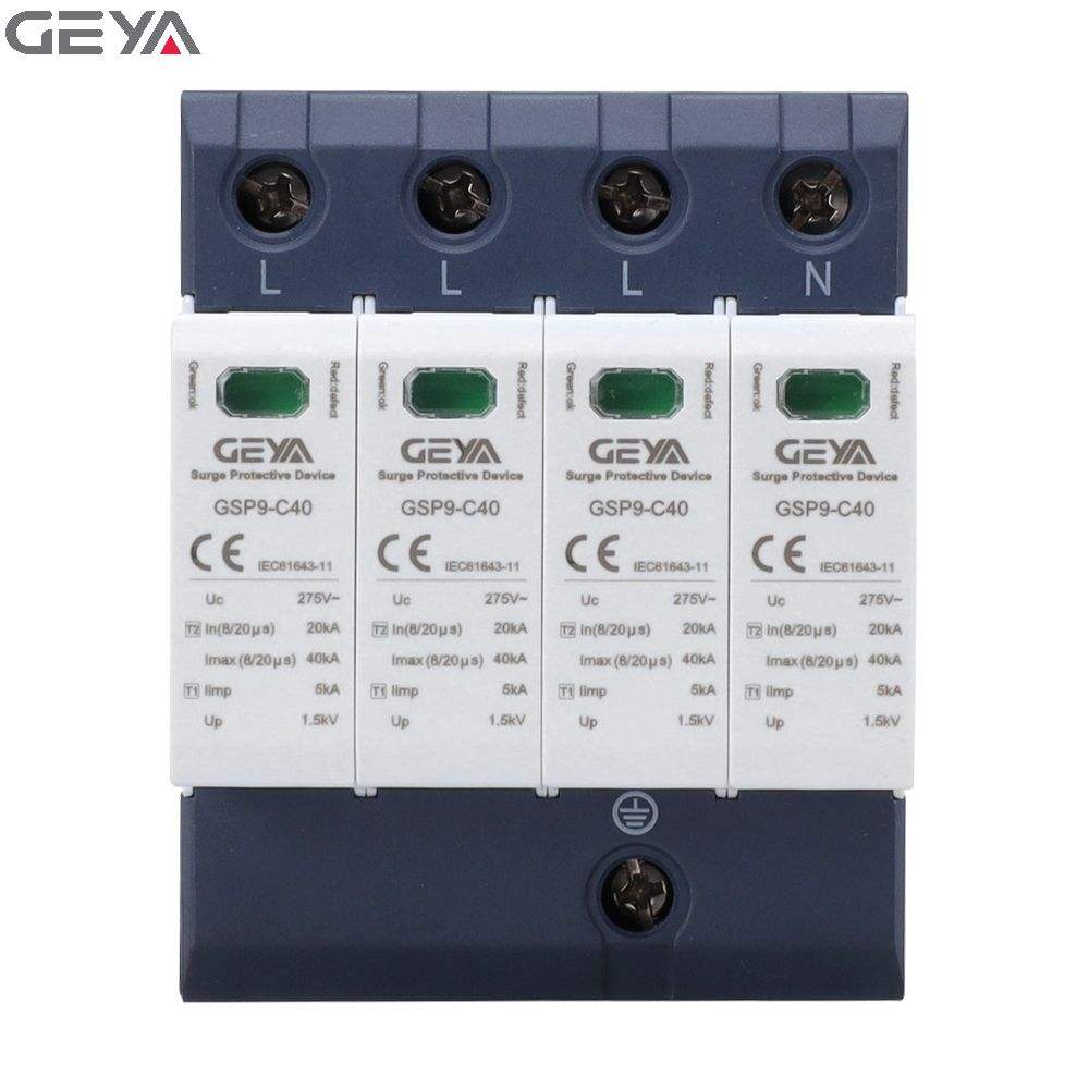 GEYA GSP9-C40-4P-40KA AC400V Class C40kA 3+NPE AC Surge Protection Device MOV Varistor LT SPD Accept Sample Order