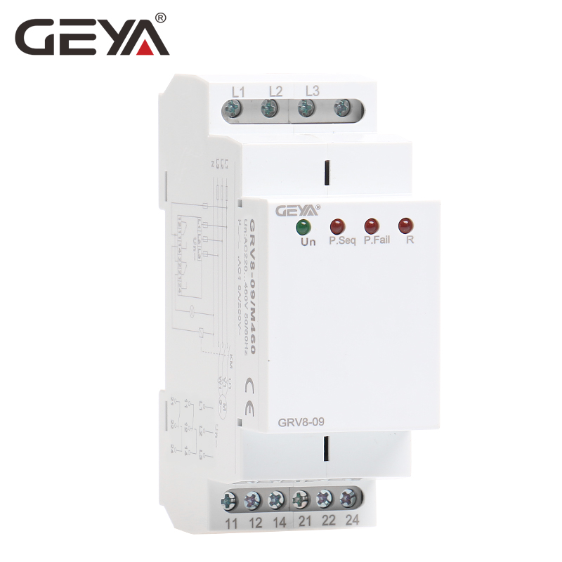 GEYA GRV8-09 Phase Sequence Relay Phase Failure Relay 8A 2SPDT 36mm Width Phase Monitoring Device 36mm Width