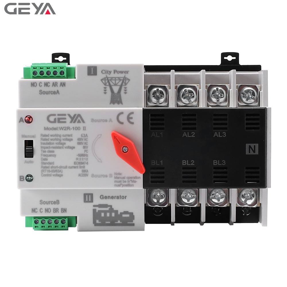 GEYA Professional Manufacture Intelligent Dual Power Automatic Changeover Switch 2P 3P 4P Max 100A