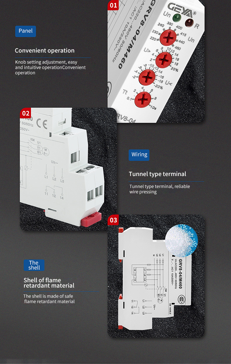 GEYA Online Shopping GRV8-08 3Phase+N Adjustable Voltage Relay Control Relay M265