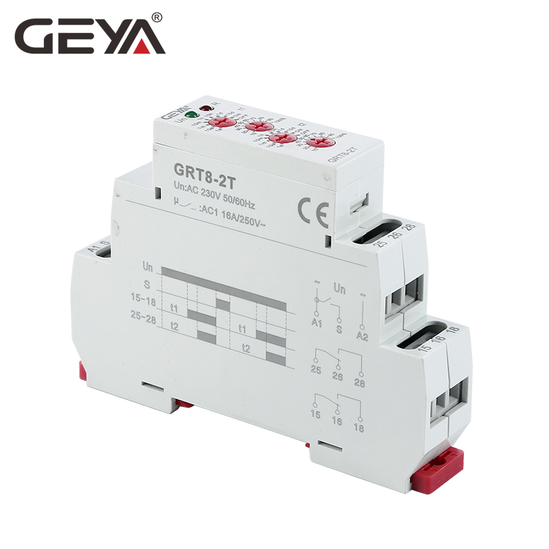 GEYA TOP 10 Relay Factory Online Shopping GRT8-2T Double Delay Time Relay AC230V 2 Delay on Electronic Relay OEM/ODM