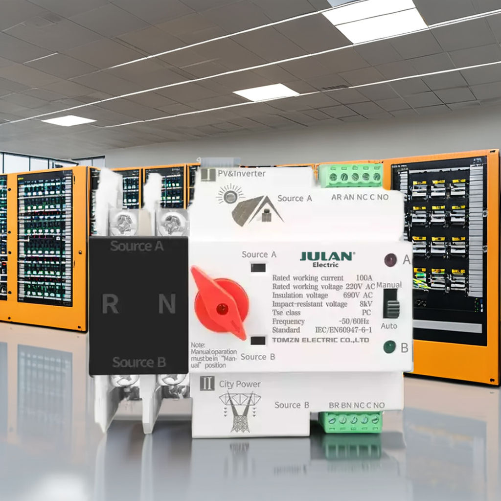 GEYA W2R-25A 220V Din Rail ATS Dual Power Automatic Transfer Electrical Selector Switches Uninterrupted 2P 63A 100A Ats