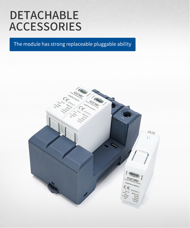 GEYA GSP9-C40PV 40KA PV 2P 600V-1500V DC Surge Protector Device Thunder Protector lightning Surge Protective spd