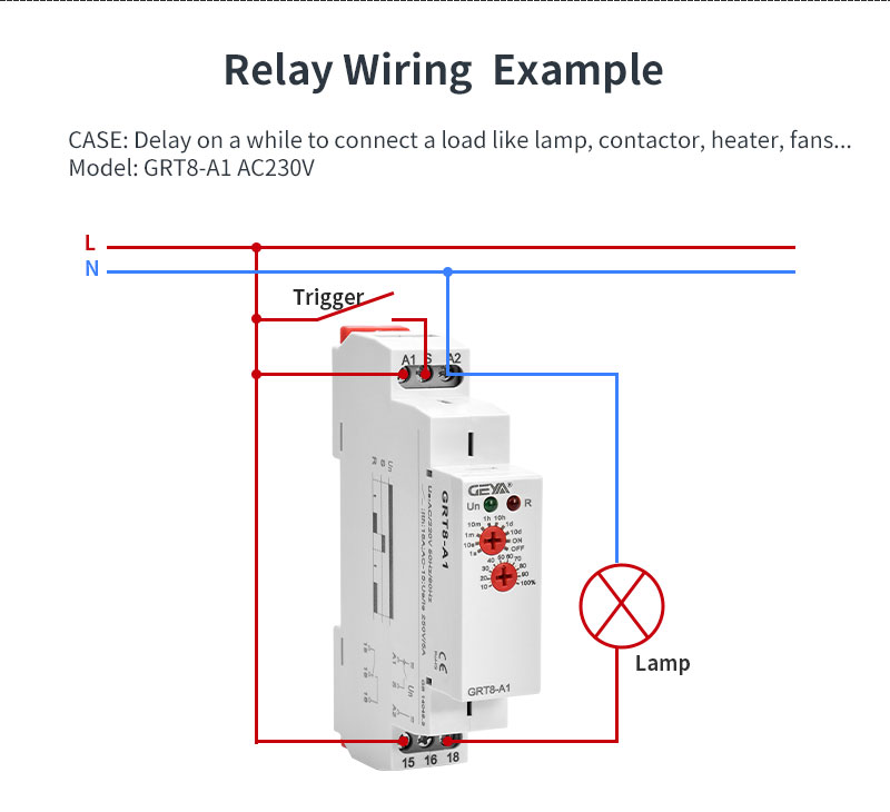 GEYA GRT8-A1 Delay on Time Relay AC220V Din Rail Single Function AC230V 240V Timer Delay DC