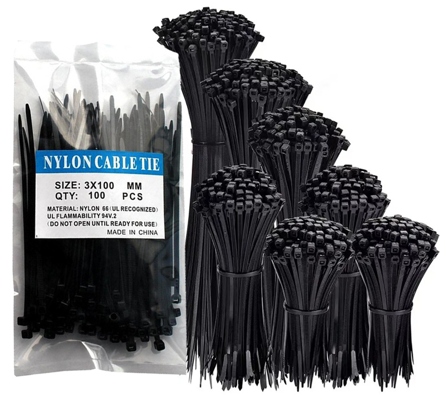 GEYA Wholesale Factory Good Quality Self-Locking Black and White Nylon66 Plastic Wire Tie Nylon Cable Tie Zip Ties