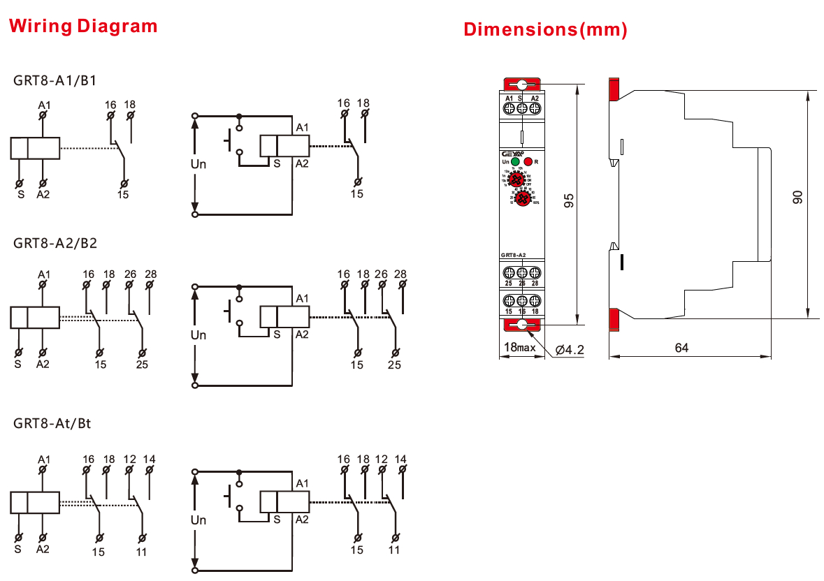 GEYA GRT8-B1 AC/DC12V-240V off Delay Timer Relay 16A 1NO1NC  Delay Time Range 0.1s-10days Zhejiang Wenzhou Relay