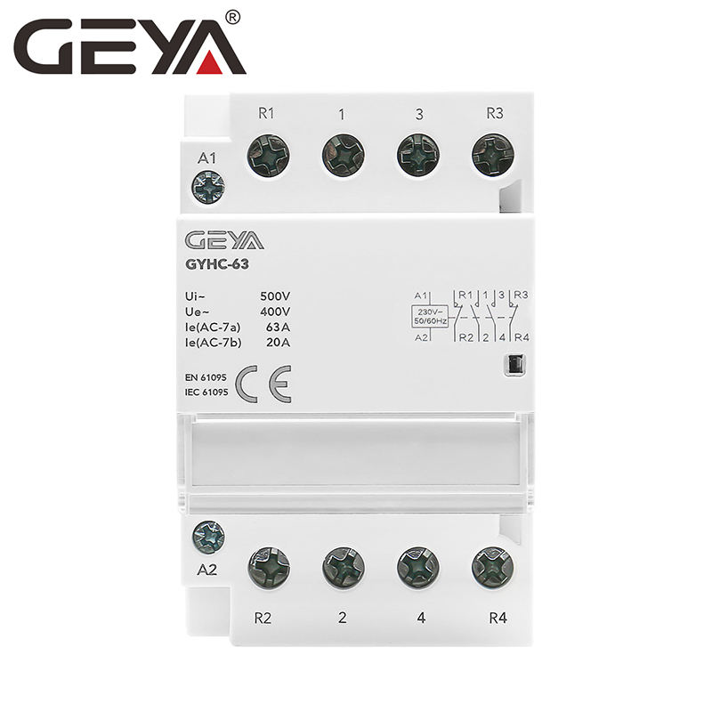 GEYA Automatic Household AC Contactor Modular Din Rail Mounted 63A 4P 2NO2NC 220V