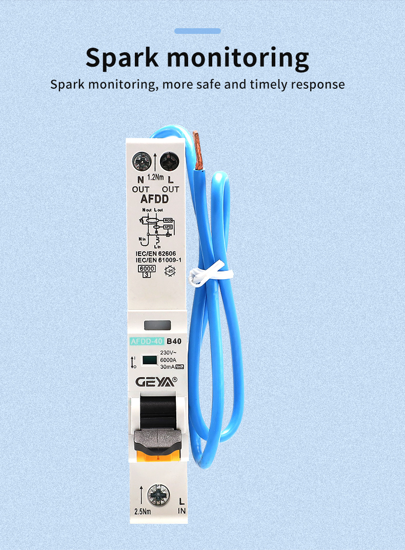 GEYA AFDD5-40 Arc Fault Circuit Breaker Afdd Rcbo Afci protection with Leakage