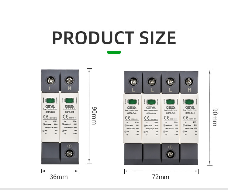 GEYA GSP6-C40PV 1000V 2P spd Surge Protector protection Device Din Rail 480v Solar Surge protection Device