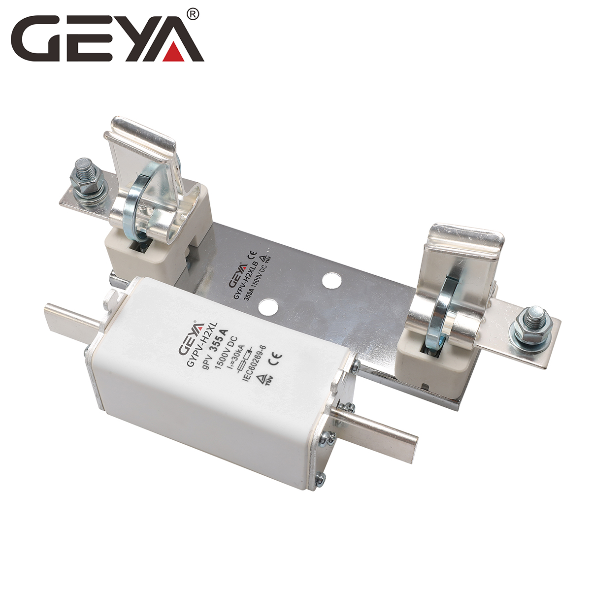 GEYA GYPV-H2XL 355A Low Voltage Electronic 1500V 80-400A Thermal square Fuse Link Ceramic DC Holder for Distribution Box PV
