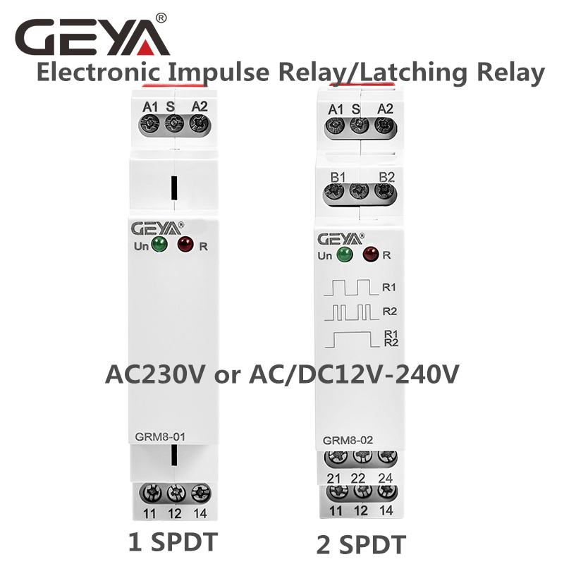 GEYA GRM8 12 Volt DC Latching Relays Relay 220V Din Rail Latching Switch Factory 12v Impulse Relay