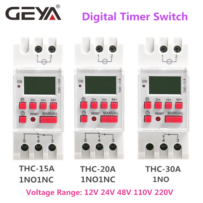 GEYA THC-30A Electronic Timer Weekly 24 Hour 220v 230v Digital Programmable Time Switch Suppliers Max 30A Timer DC