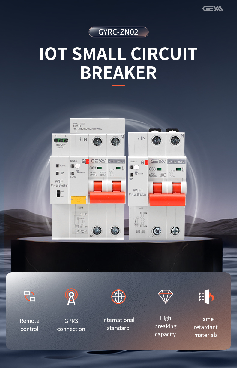 GEYA GYRC-ZN02 1P/20A TUYA System Remote Control Wireless Smart 20 Ampere Wifi Mcb Circuit Smart Breaker Switch
