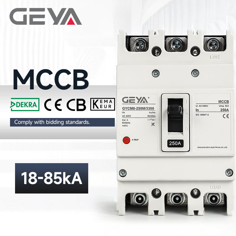 GEYA 250A DEKRA&KEMA Certificate Electronic Adjustable Circuit Breaker MCCB 1000 Amp LCD Display Intelligent MCCB
