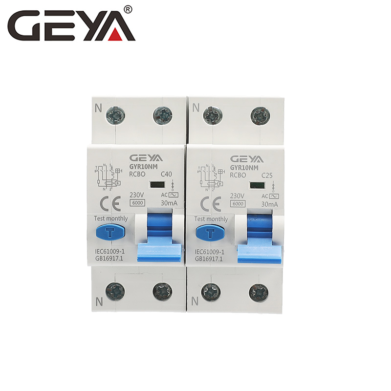 GEYA GYR10L 1P+N RCBO OEM 30MA 6A 10A 16A 20A 25A 32A 40A Earth Leakage Circuit Breaker with Overload Protection
