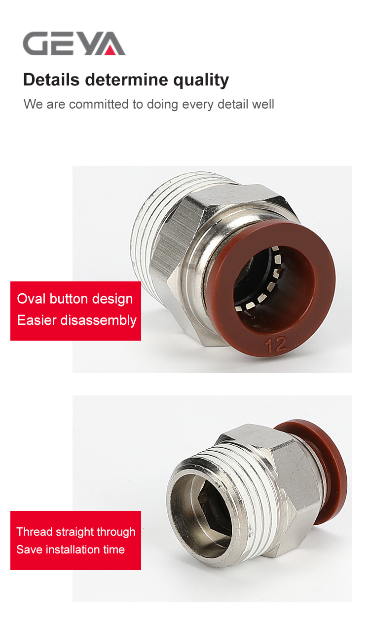 GEYA PC Thread Pneumatic Connector Pneumatic Connector air Hose Pneumatic Fitting Quick Connector Metal