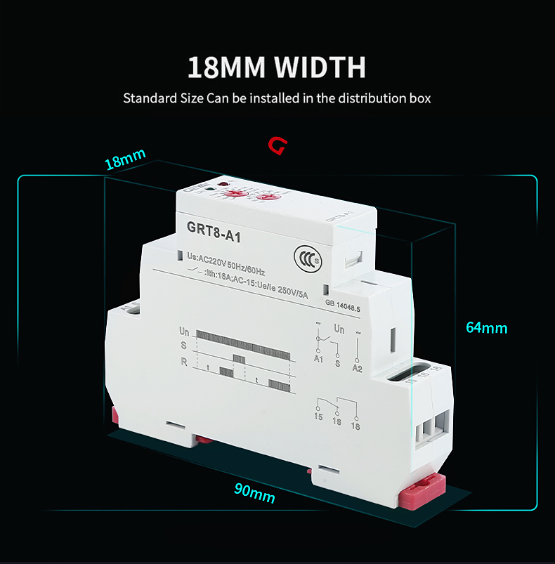 GEYA GRT8-A1 AC230V/W240V Electronic Adjustable Timer Relay Din Rail Modular Delay on Delay off Timer Relay