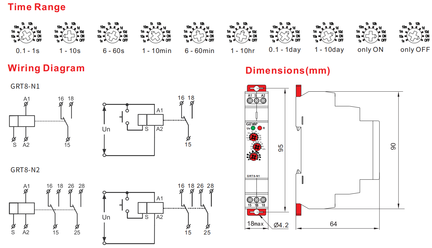 GEYA GRT8-N1 1SPDT AC230V AC/DC12V-240V Chinese Timer Relay Extended Multifunction Time Relay for Light Motor Pump