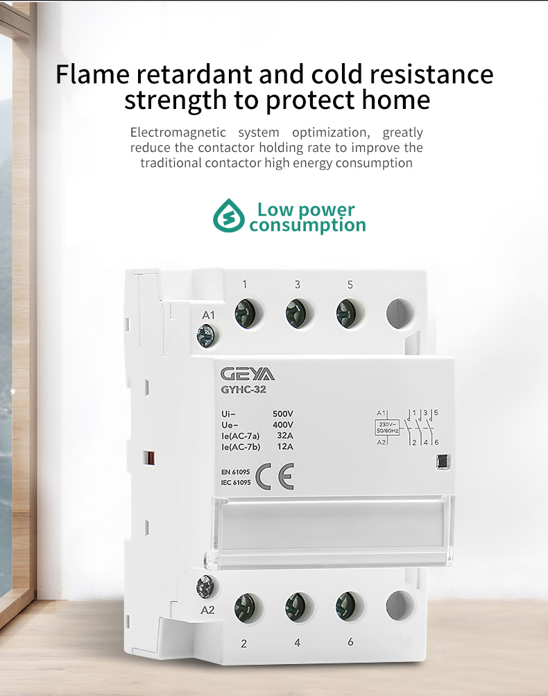 GEYA Automatic Household AC Contactor Modular Din Rail Mounted 63A 4P 2NO2NC 220V
