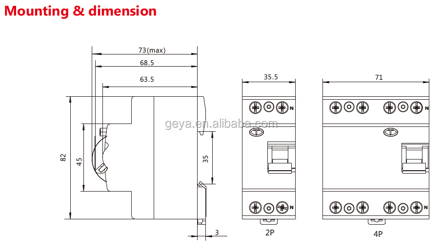 GEYA GYL8 CE CB Approved Factory Price Hot Sale 2 Pole Earth Leakage Circuit Breaker 63A