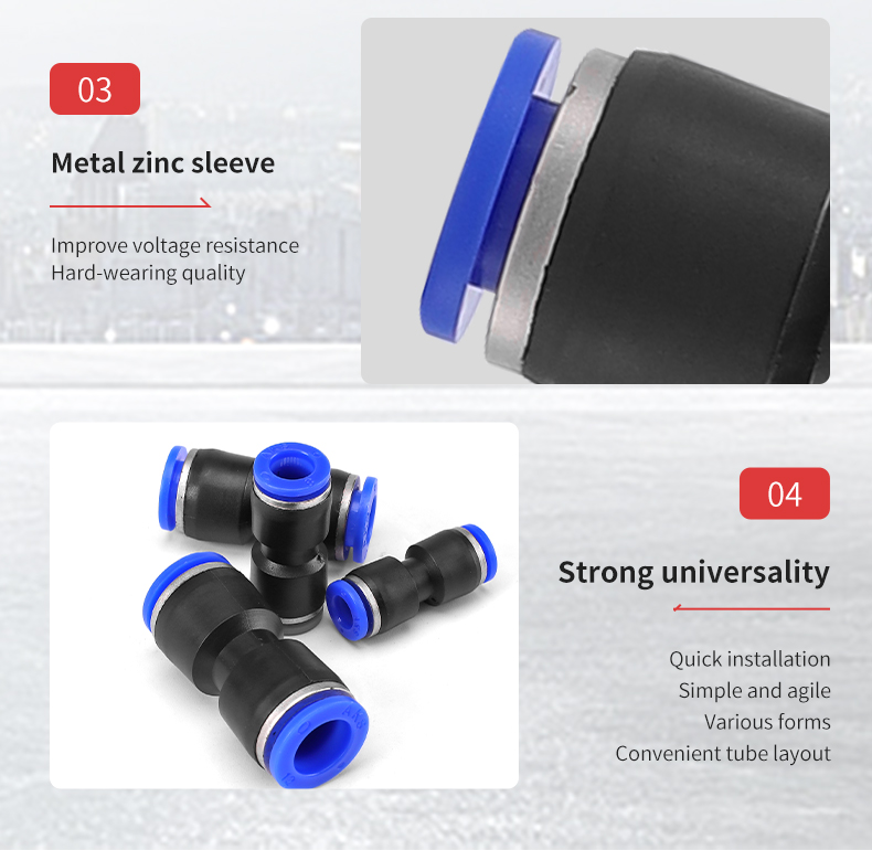 GEYA PU One Touch Straight Union Push in Pipe Connector Plastic Tube Fittings Pneumatic
