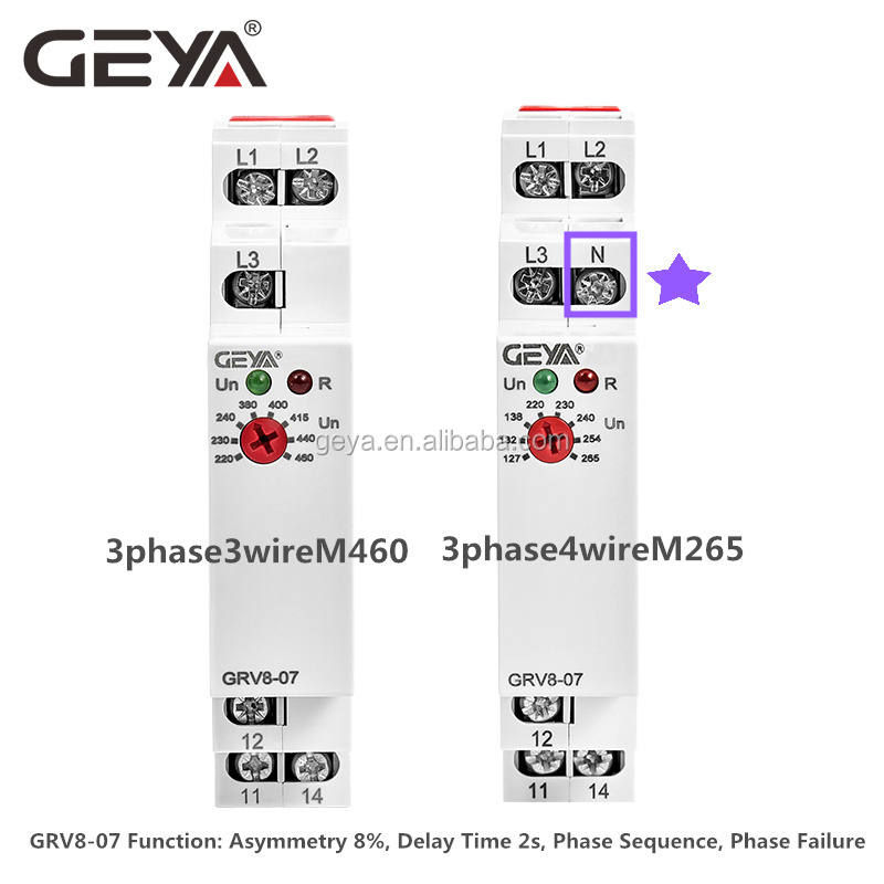 GEYA GRV8-07 AC380V 50Hz Adjustable Three Phase Voltage Monitoring Relay with CE CB Certificate